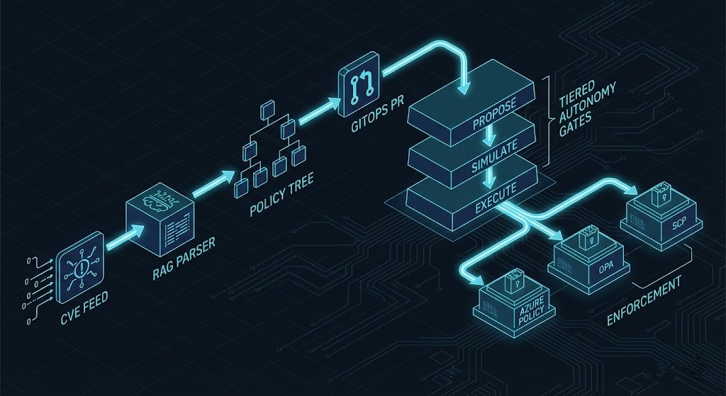 CVE-to-policy autonomous workflow with tiered human gate