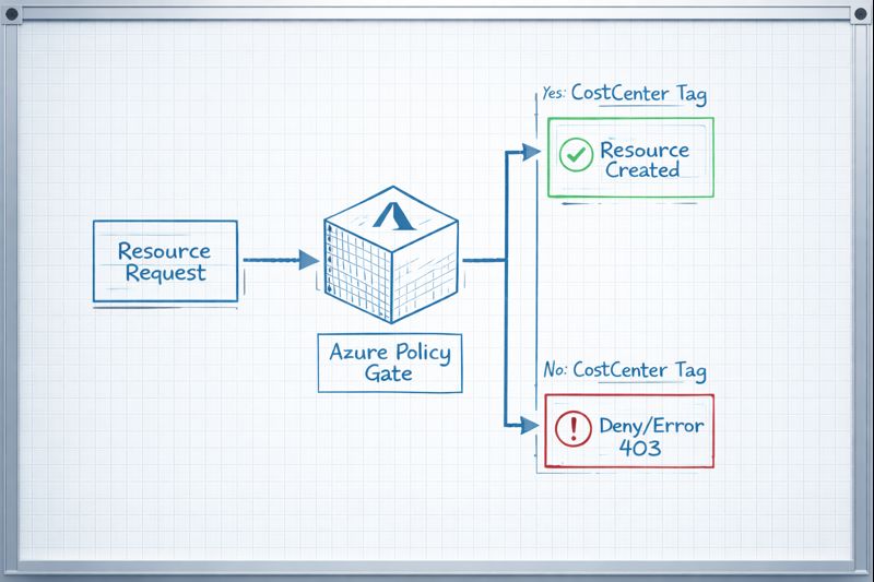 Technical diagram showing the logic flow of a Deny assignment in Azure