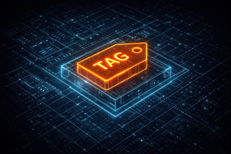 Isometric blueprint of Azure Policy enforcing resource tagging.