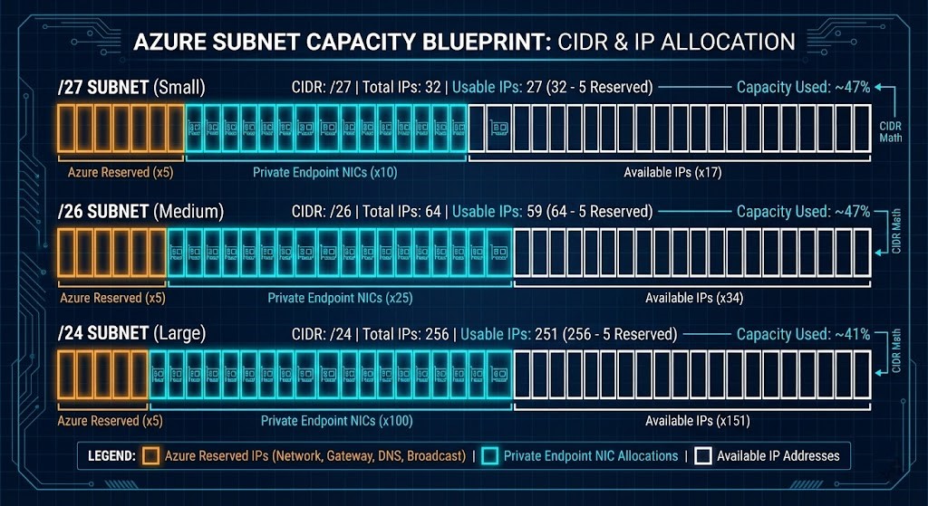 Azure Private Endpoint subnet IP consumption visualization.