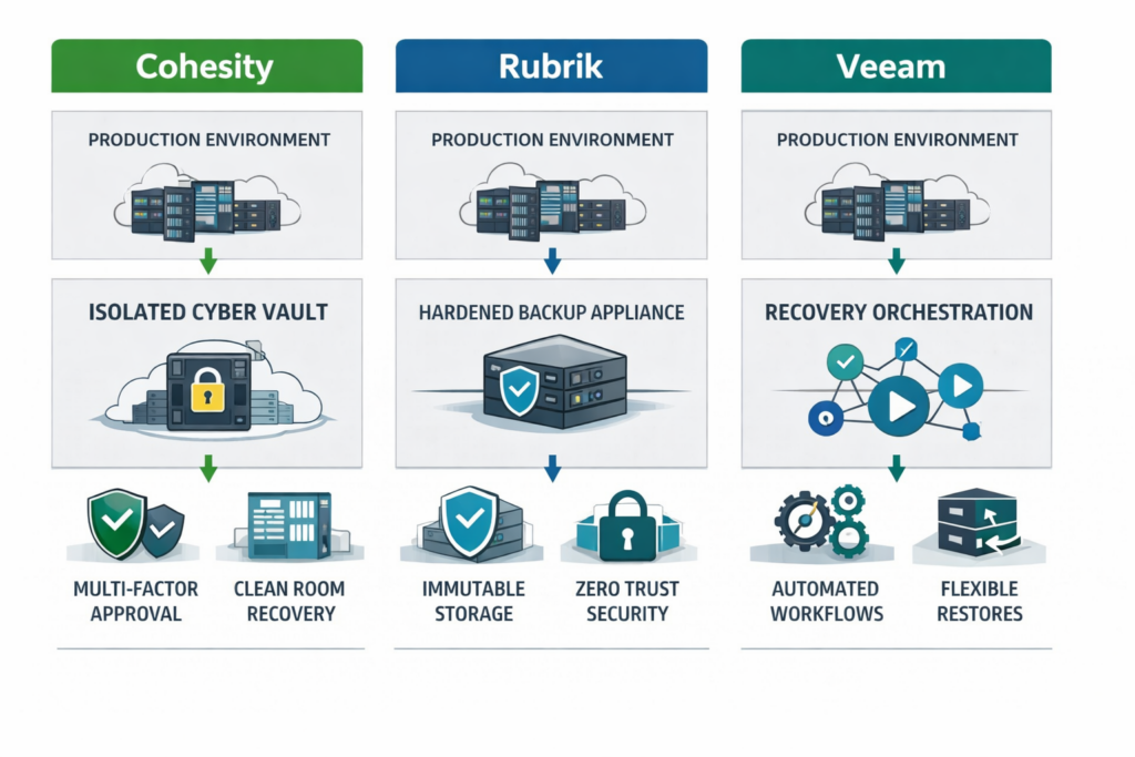 Backup vendor architectural philosophy comparison
