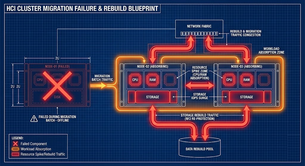 Cluster migration under failure state with increased resource pressure.