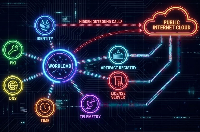 Graph of hidden outbound service dependencies in an isolated environment.