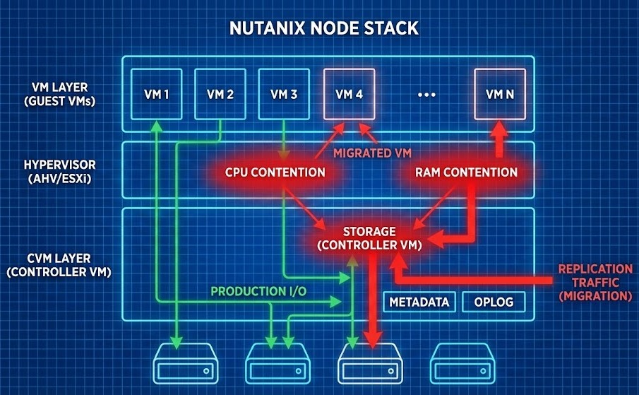 CVM resource contention during Nutanix migration.