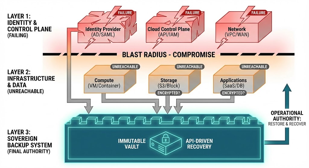 Backup as last surviving control plane in sovereign architecture
