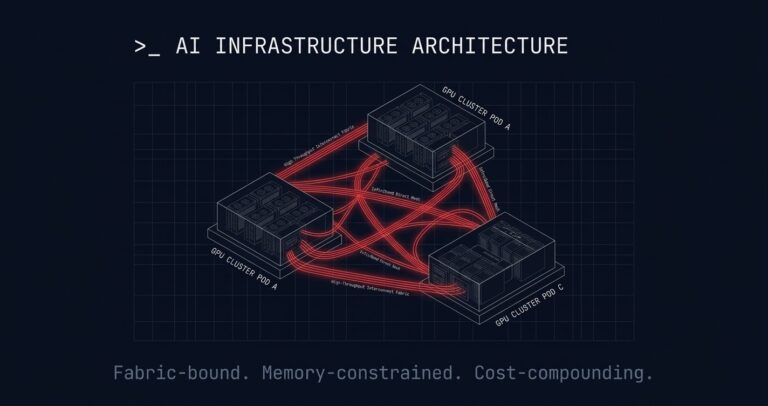 AI infrastructure architecture diagram showing GPU fabric inference and training system layers