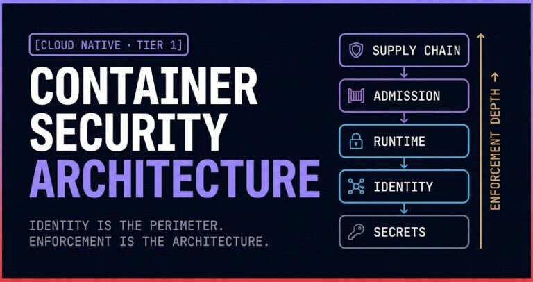 Container security architecture — supply chain trust, runtime isolation, and identity enforcement for production Kubernetes environments
