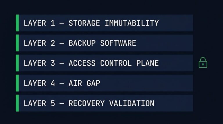 object lock immutable backup 5-layer ransomware protection architecture