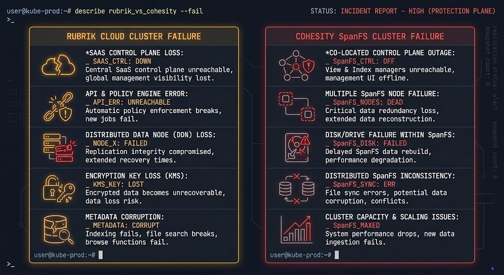 ubrik and Cohesity failure modes and architectural breaking points