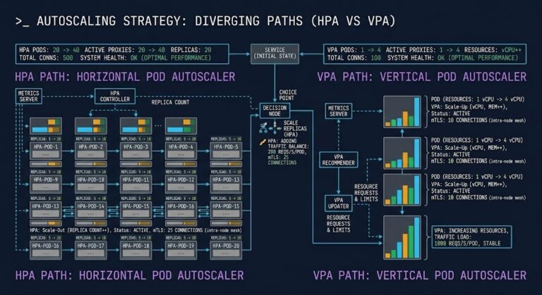 VPA vs HPA Kubernetes autoscaler decision framework diagram