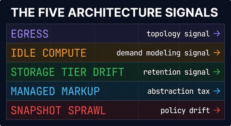 Cloud bill architecture signals — five recurring billing patterns that reveal infrastructure design decisions