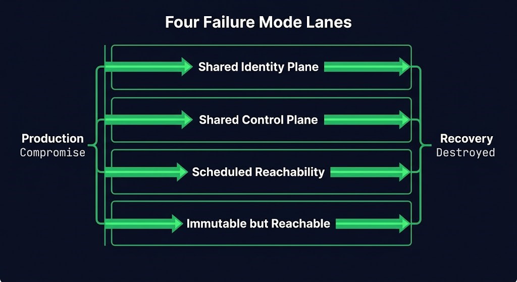 connected air gap — four control-plane conditions that break backup isolation