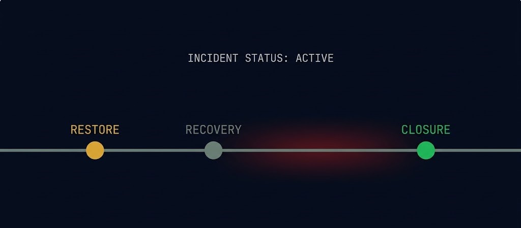 ncident recovery process — the gap between restore and closure