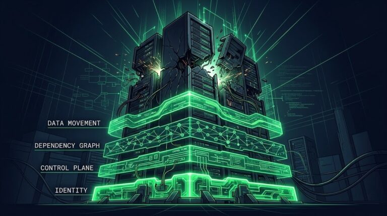 ransomware recovery architecture diagram showing the four architectural dependencies that determine recovery time