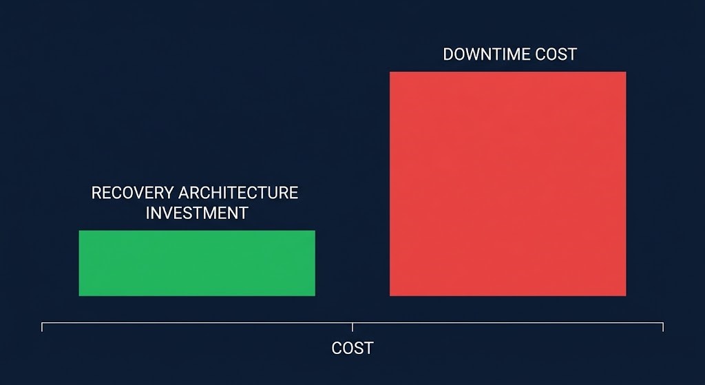 ransomware recovery architecture cost of downtime versus cost of recovery-ready design