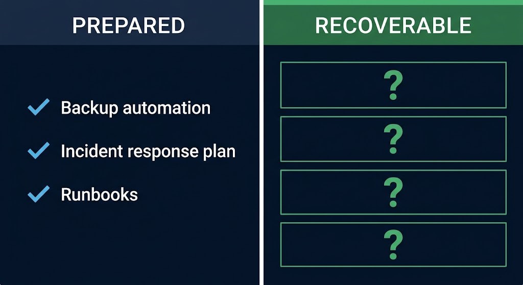 ransomware recovery architecture gap between preparedness and actual recoverability