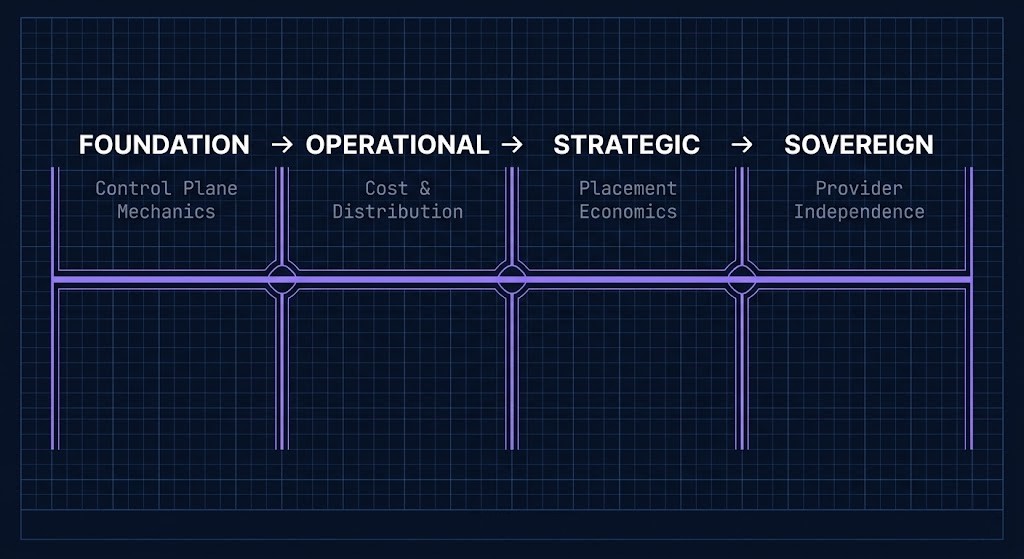 cloud architecture learning path maturity spine — foundation operational strategic sovereign