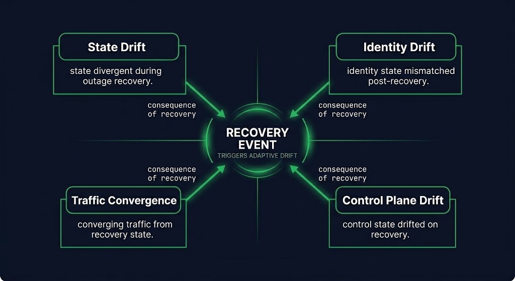 continuity cascade four recovery triggers — state drift identity drift traffic convergence control plane drift