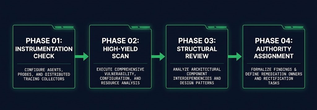 Movement Authority Audit four-phase sequence — instrumentation check high yield scan structural review authority assignment