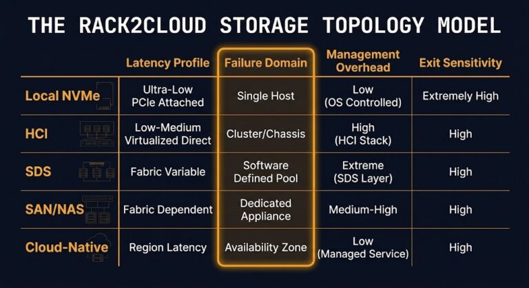 enterprise storage architecture — the rack2cloud storage topology model five-class decision matrix