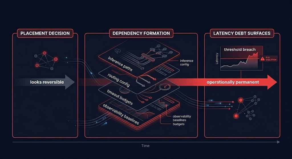AI placement latency — cost-first placement decisions harden into architectural debt