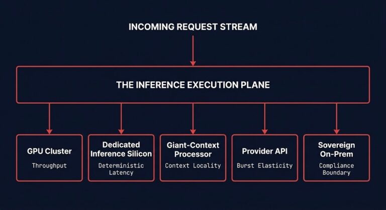 inference placement orchestration — the Inference Execution Plane governing substrate selection across GPU cluster, dedicated silicon, and sovereign on-prem