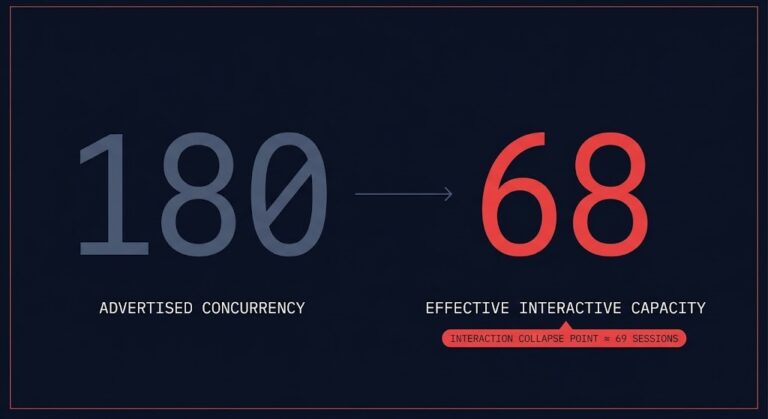 AI inference saturation analyzer — advertised concurrency versus effective interactive capacity with the Interaction Collapse Point