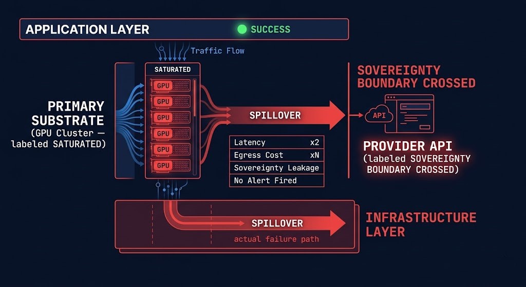 locality collapse and inference spillover — routing without substrate topology awareness causing sovereignty leakage and egress amplification