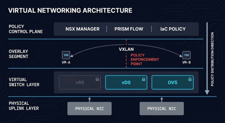 virtual networking architecture — overlay models, policy translation, and enforcement across hypervisor platforms