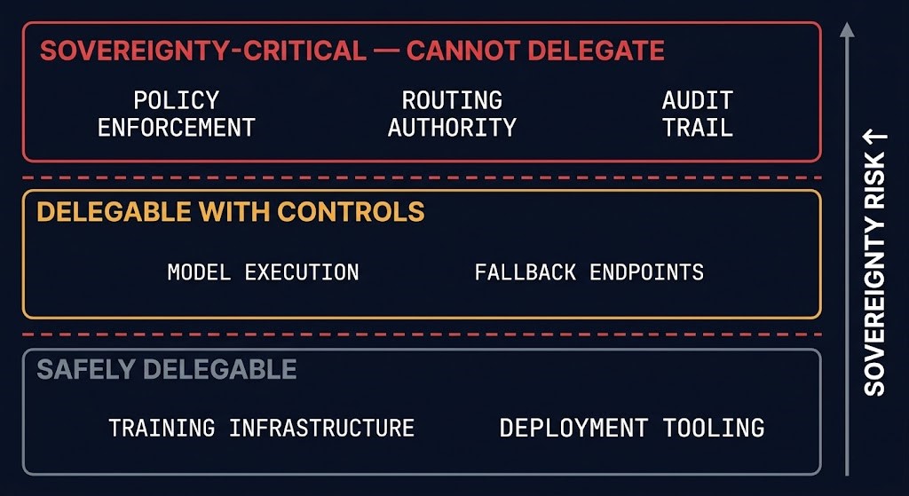 Operational Authority Boundary Model — sovereignty-critical vs delegable AI control plane components