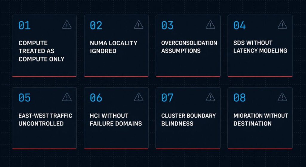common virtualization architecture failure patterns — eight anti-patterns for enterprise infrastructure