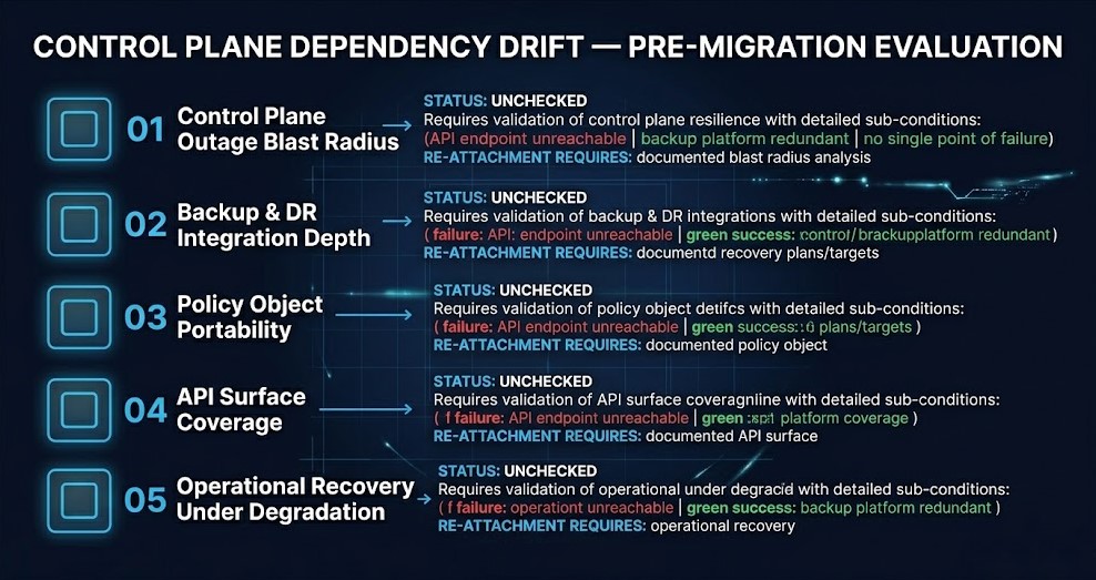 control plane dependency drift evaluation checklist — five questions before vmware migration