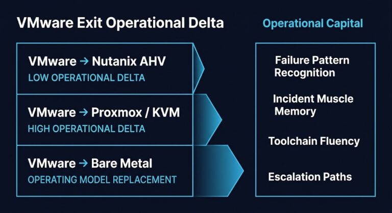 vmware skills gap — VMware Exit Operational Delta three-tier framework diagram