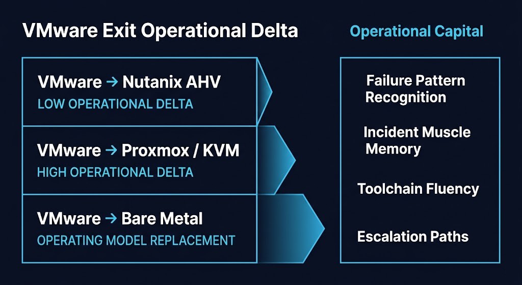 vmware skills gap — VMware Exit Operational Delta three-tier framework diagram