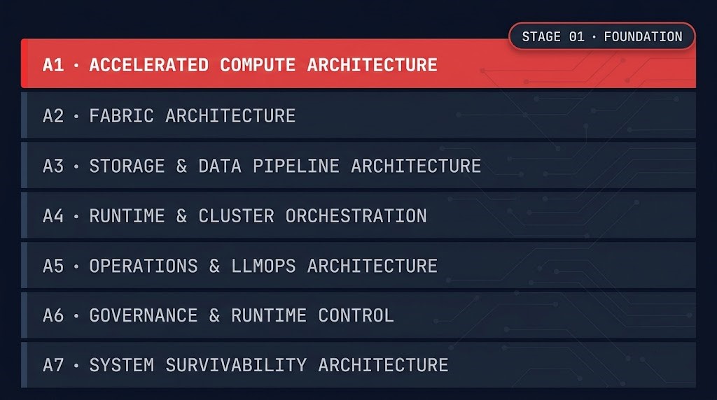 Accelerated compute architecture — AI infrastructure maturity stage 01 authority stack diagram