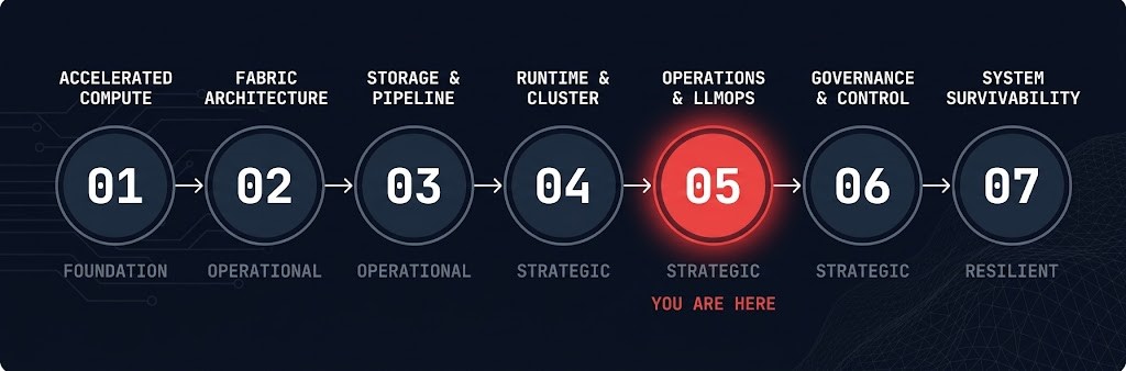 AI infrastructure architecture maturity spine — operations llmops architecture stage 05 of 07