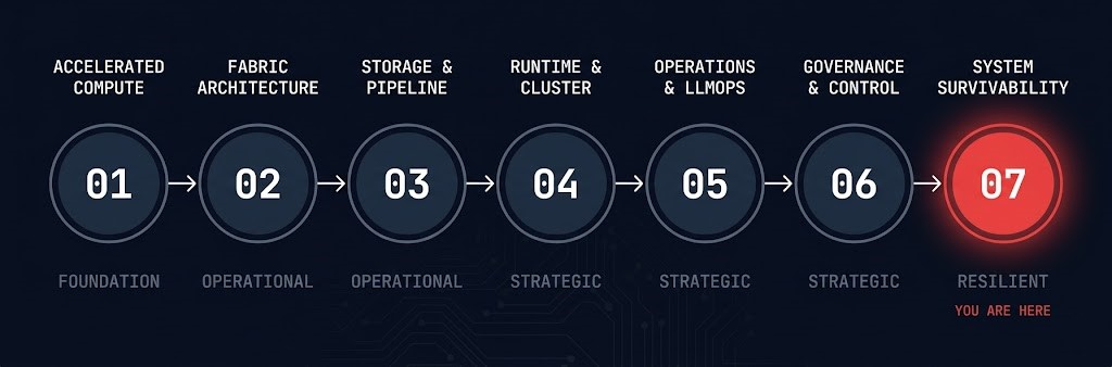 AI infrastructure architecture maturity spine — system survivability architecture stage 07 of 07
