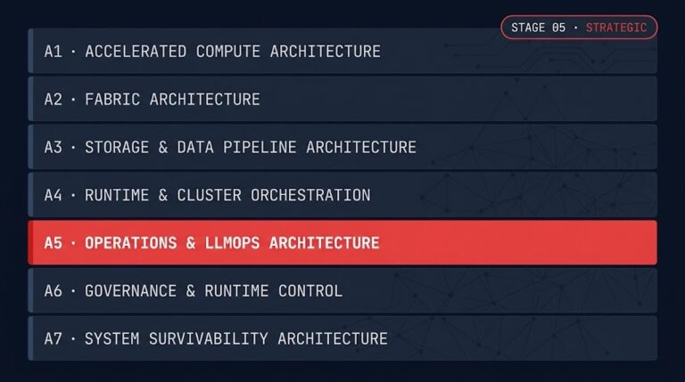 operations llmops architecture maturity stage — AI infrastructure stage 05 of 07