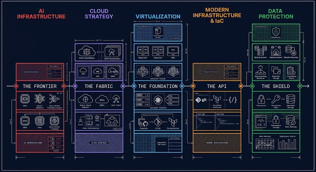 architecture learning paths — five domain paths mapped to the architecture maturity spine
