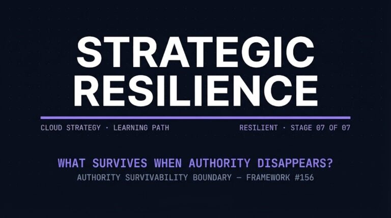 Cloud strategic resilience learning path stage showing Strategic Resilience as the final Resilient stage 07 of 07 of the cloud strategy learning path