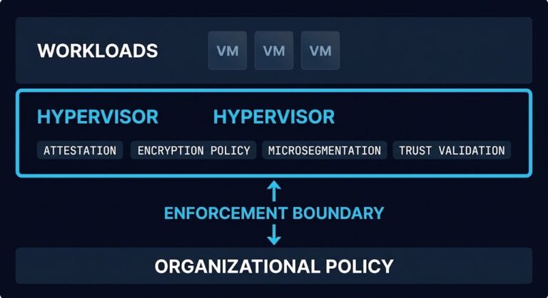 hypervisor security — policy enforcement layer sitting between workloads and organizational governance