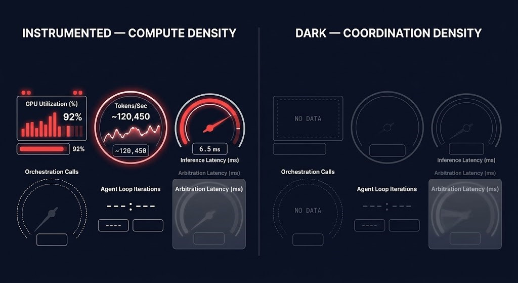 Tracked versus untracked AI infrastructure metrics — Compute Density vs Coordination Density measurement gap