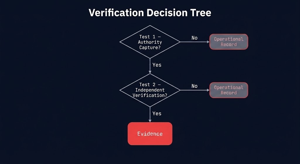 the two-part evidence verification test — authority capture and independent verification