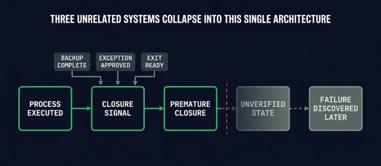 premature closure — process execution reported as success without state verification