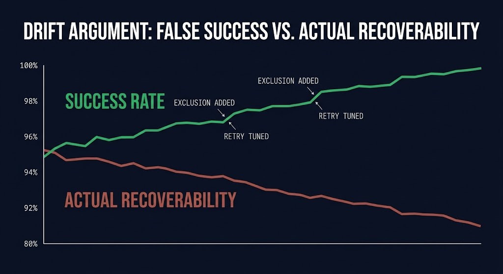 backup success rate improving while recoverability degrades over time