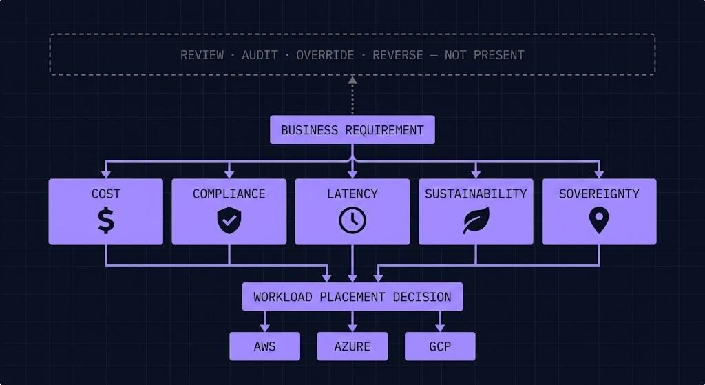 cloud arbitration layer — arbitration without accountability, no review audit or override layer above the decision