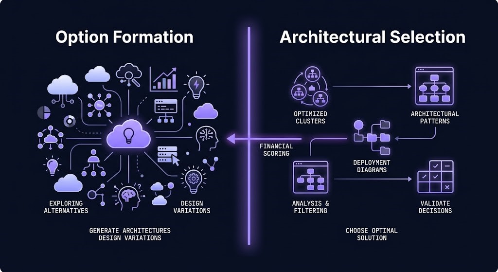 decision origination boundary — where financial scoring begins shaping architectural options before selection