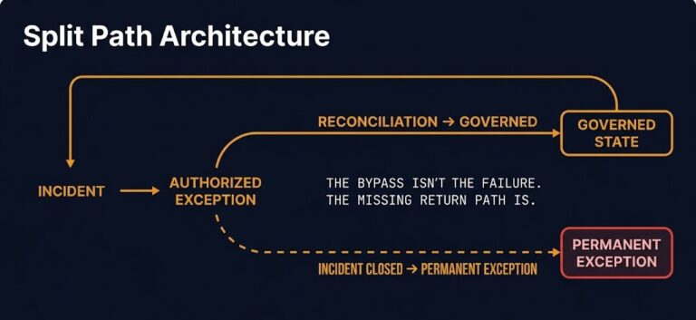 configuration standards emergency changes — the bypass isn't the failure, the missing return path is