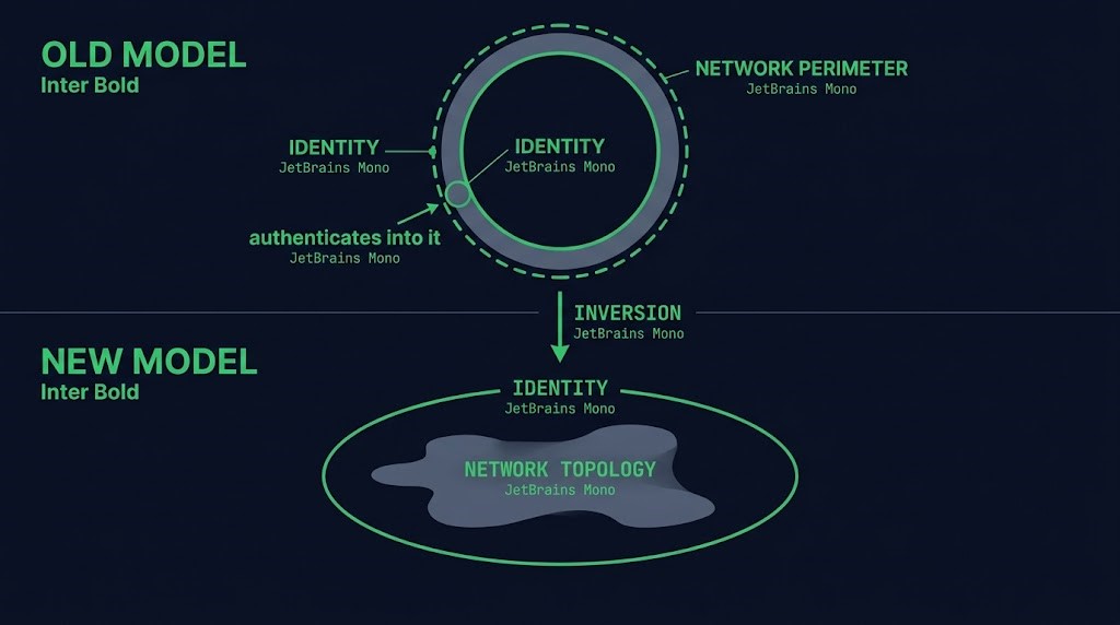 identity infrastructure boundary — network perimeter model inverting to identity as the primary trust boundary