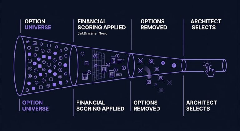 architecting for value — the decision origination boundary where financial scoring narrows architectural options